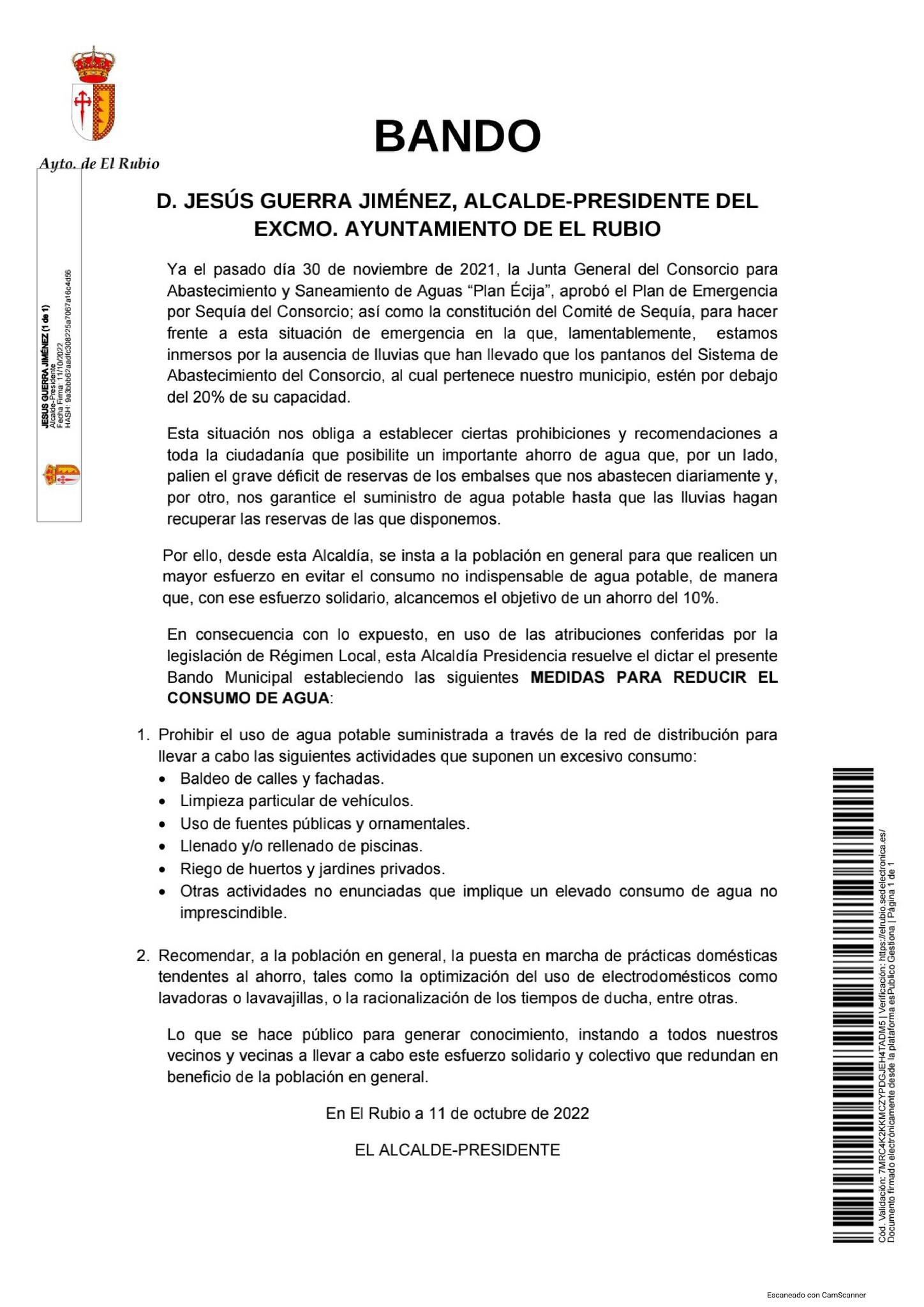 BANDO 11 DE OCTUBRE DE 2022