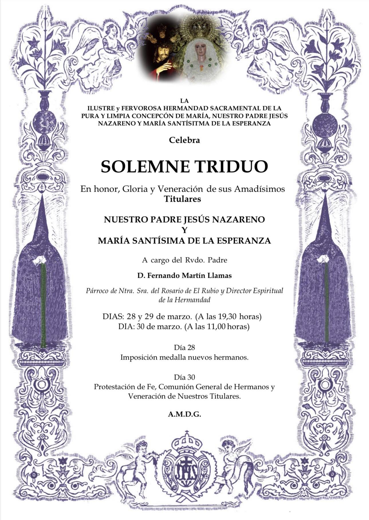 TRIDUO HDAD. JESÚS