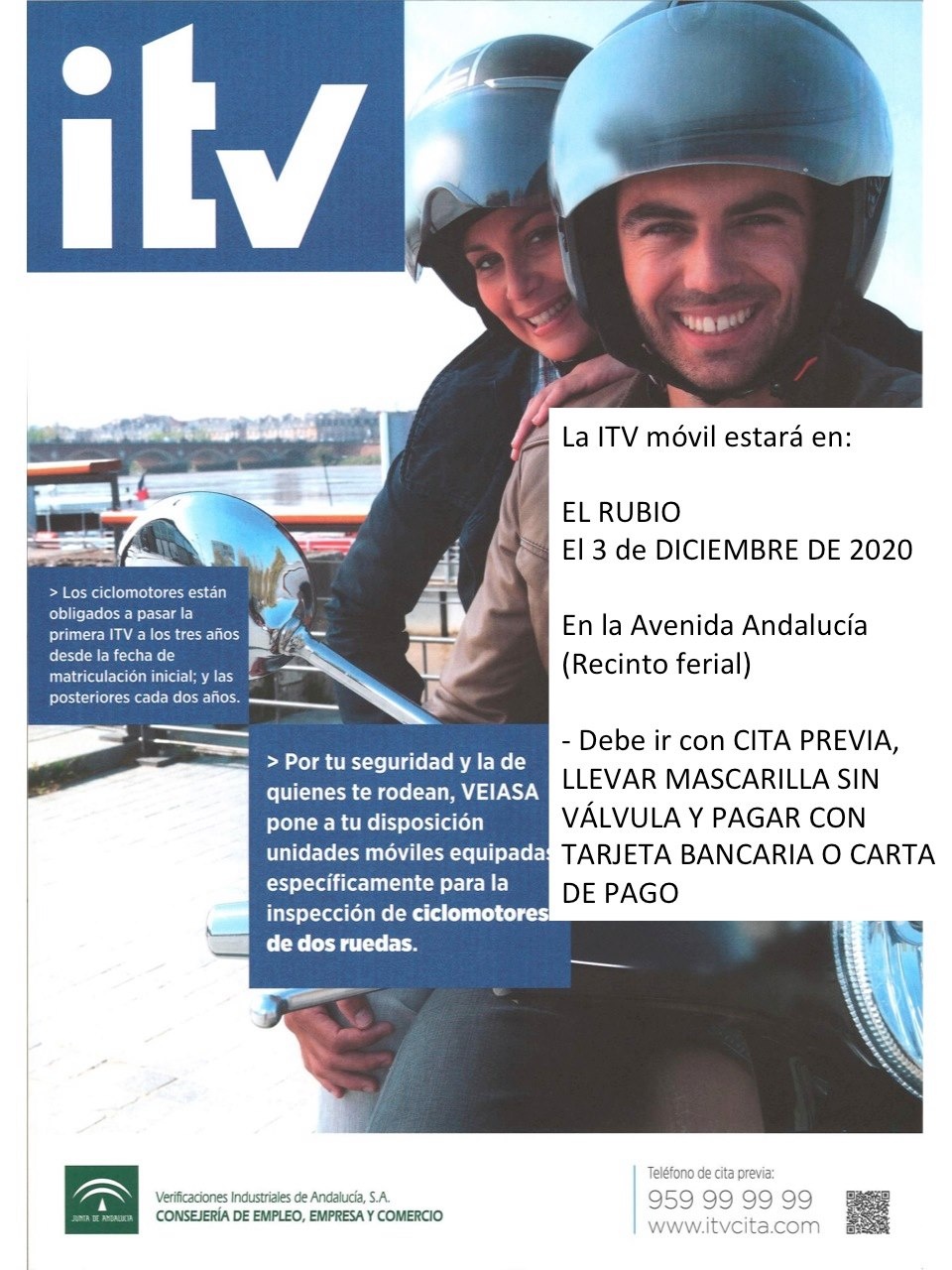 150.-La ITV móvil estará en El Rubio, el 3 de DICIEMBRE DE 2020