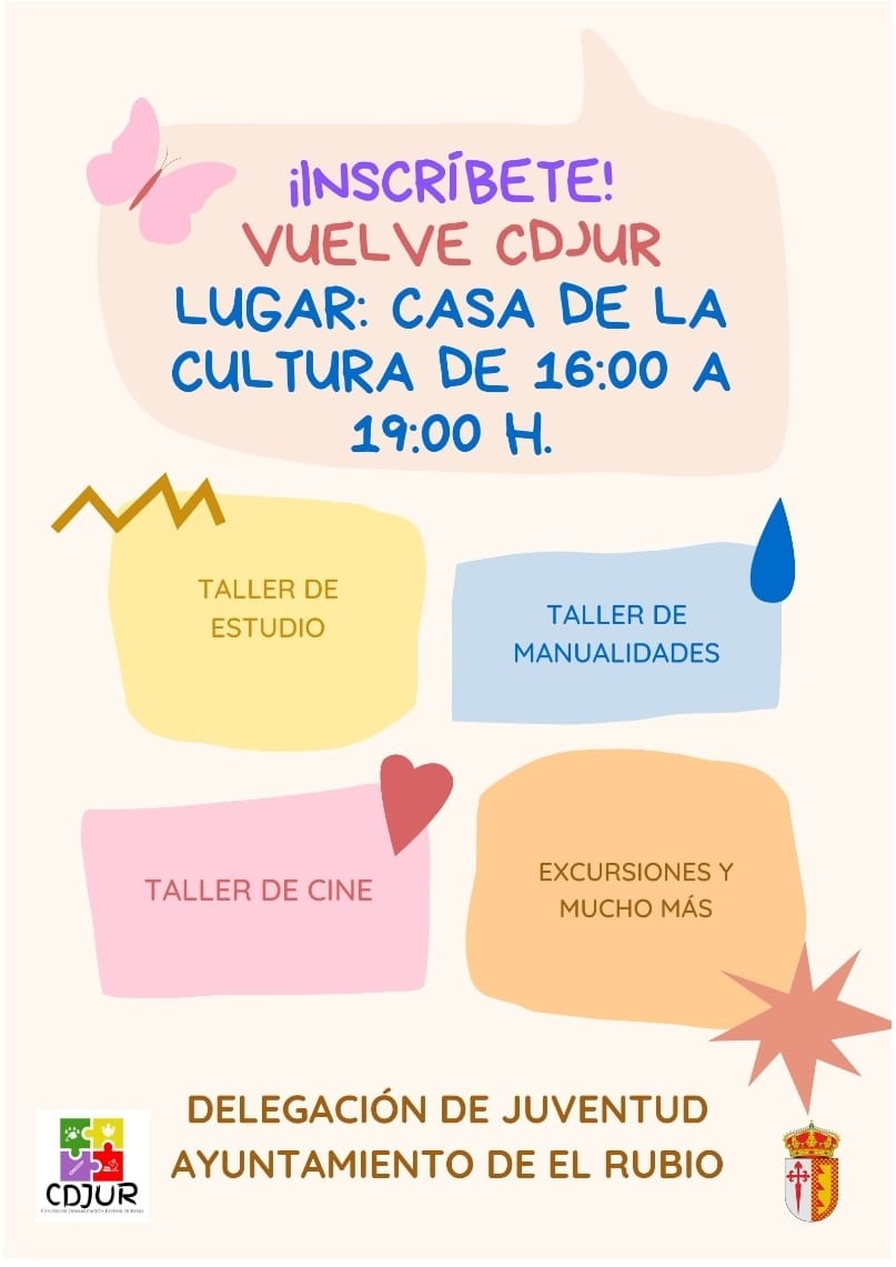 YA PUEDES APUNTARTE POR LAS TARDES A LOS TALLERES DE CDJUR