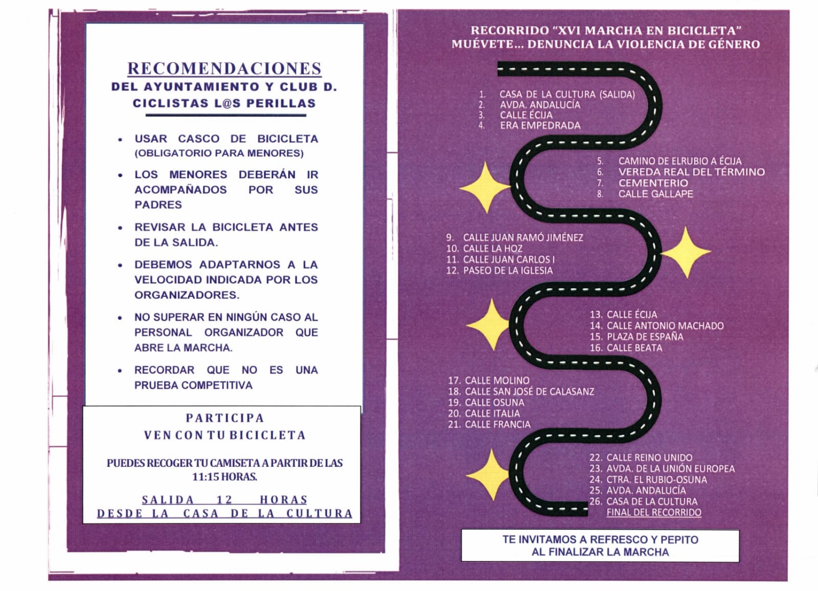 RECORRIDO CARTEL MARCHA EN BICICLETA 23 NOV. 2025