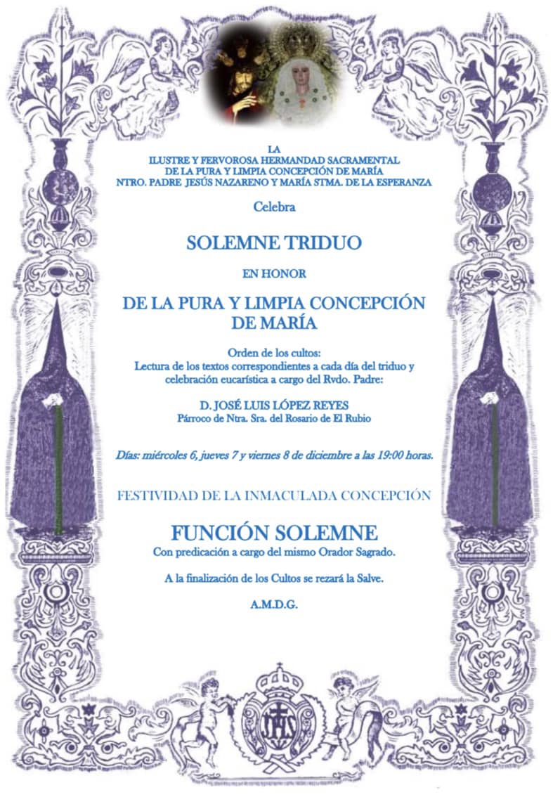 103.-TRIDUO INMACULADA 6, 7, 8 DICIEMBRE 2023