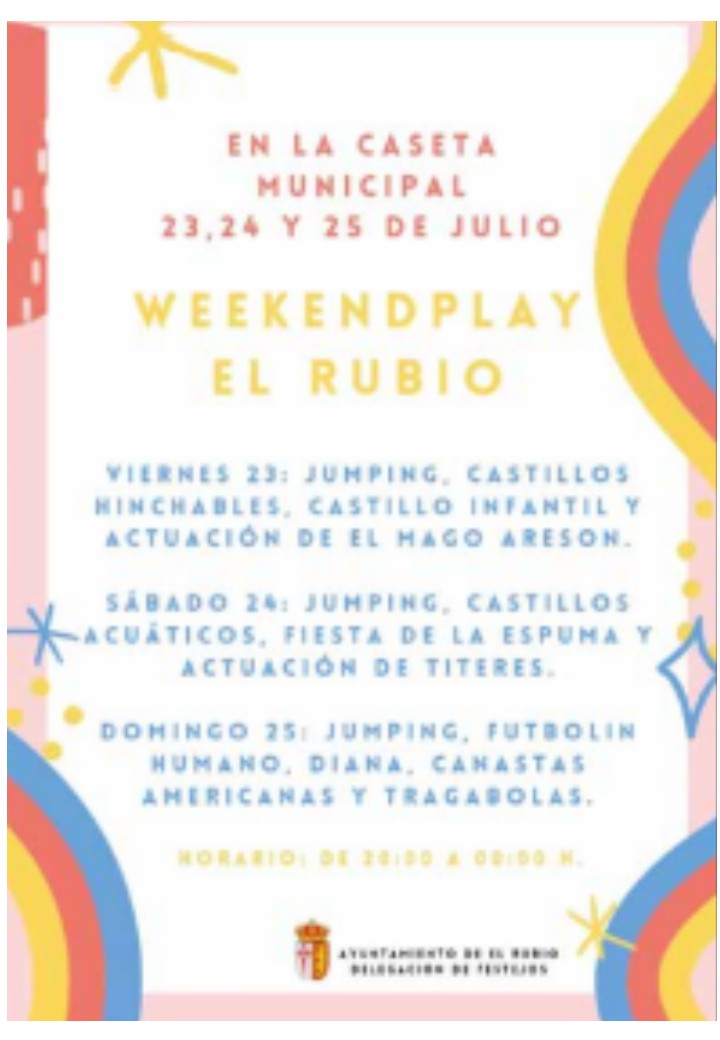 20.-WEEKENDPLAY EL RUBIO 23, 24 Y 25 JULIO 2021