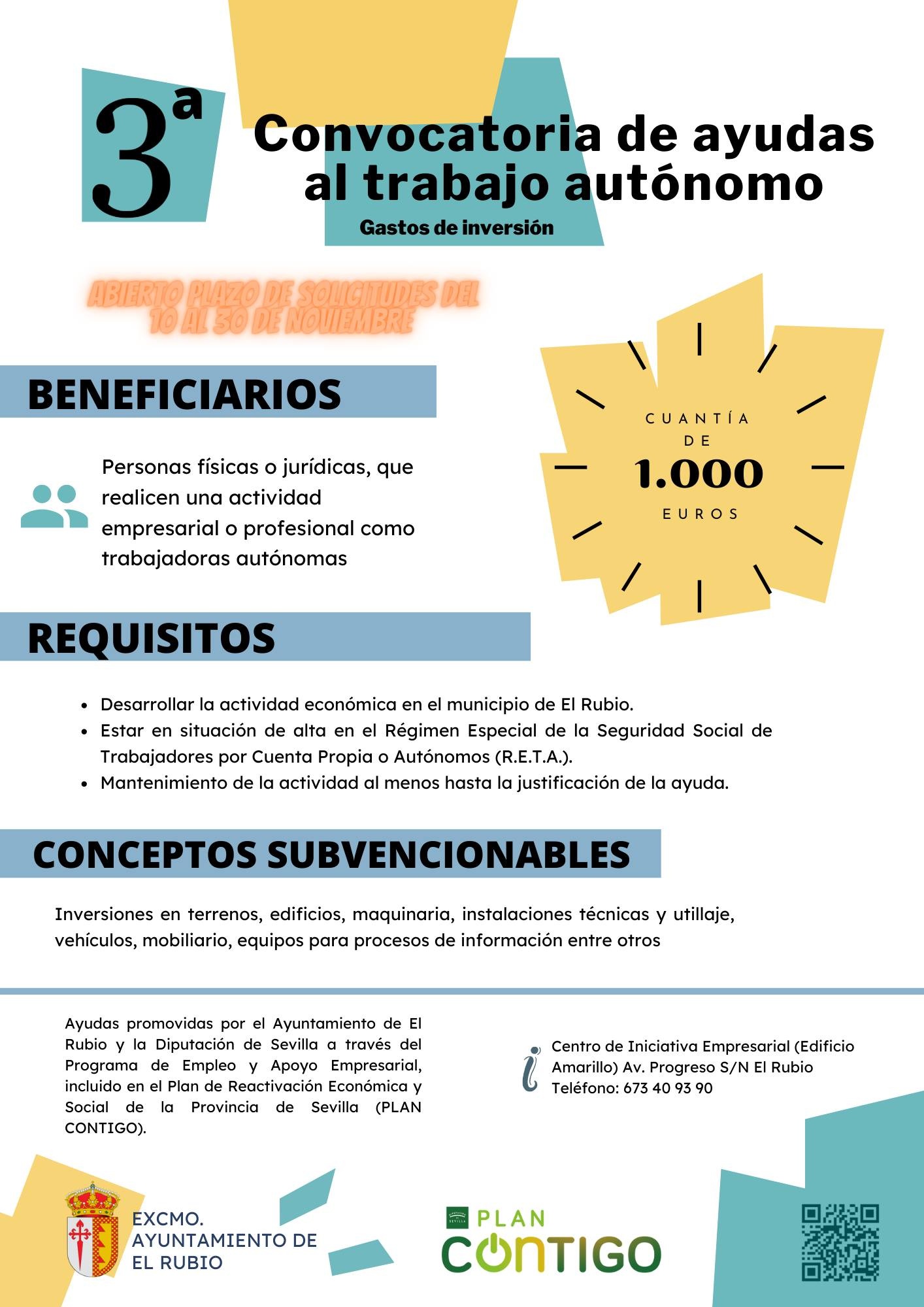 3ª CONVOCATORIA DE AYUDAS AL TRABAJO AUTÓNOMO