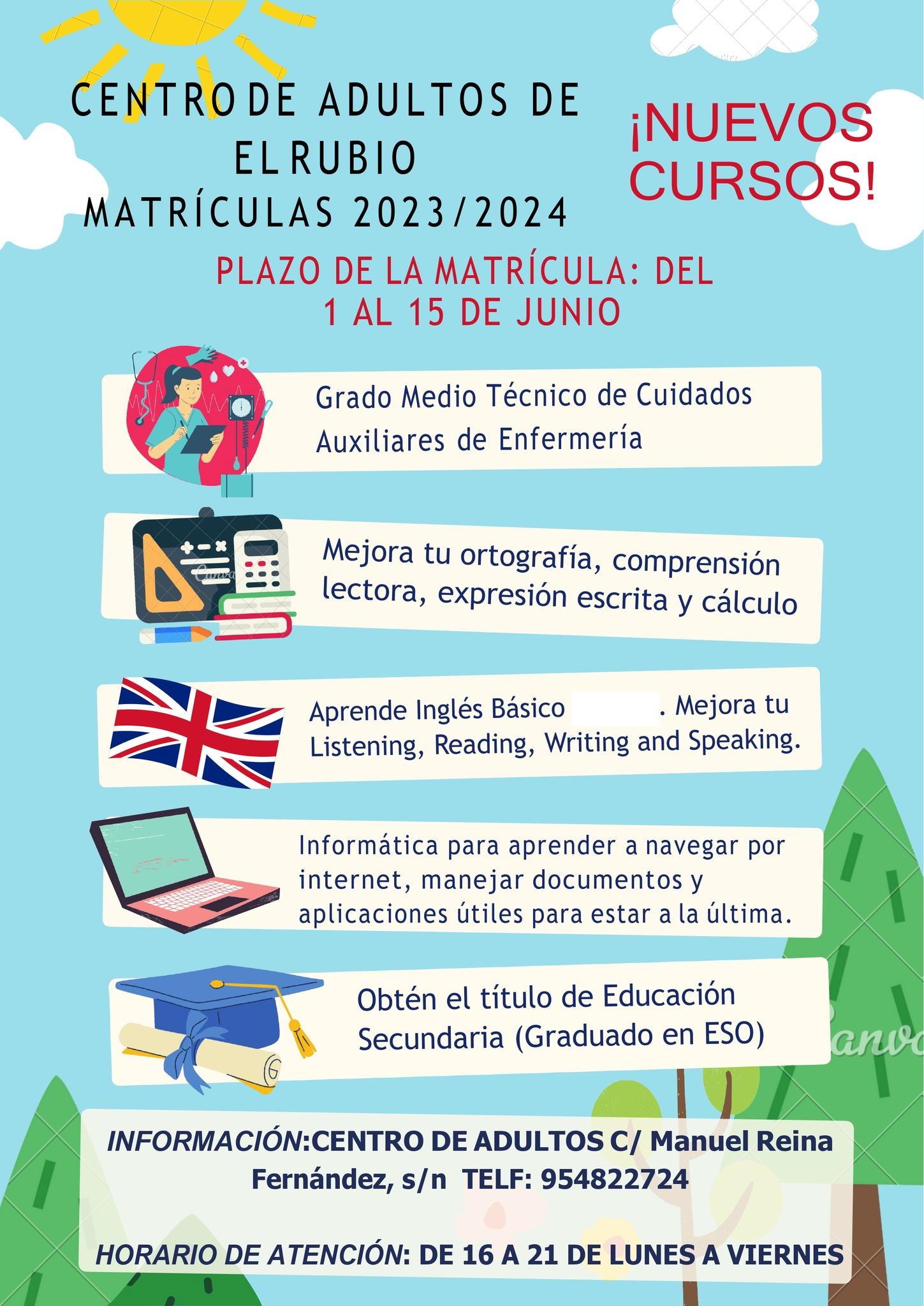 ABIERTO EL PLAZO DE MATRÍCULACIÓN EN EL CENTRO DE ADULTOS