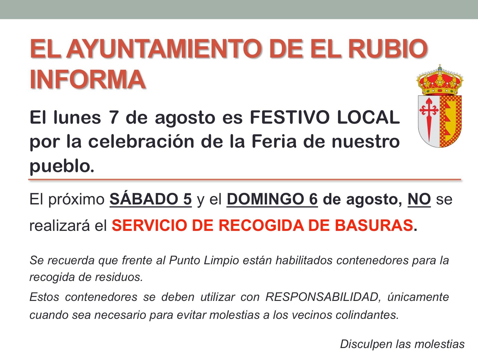 EL AYUNTAMIENTO DE EL RUBIO INFORMA