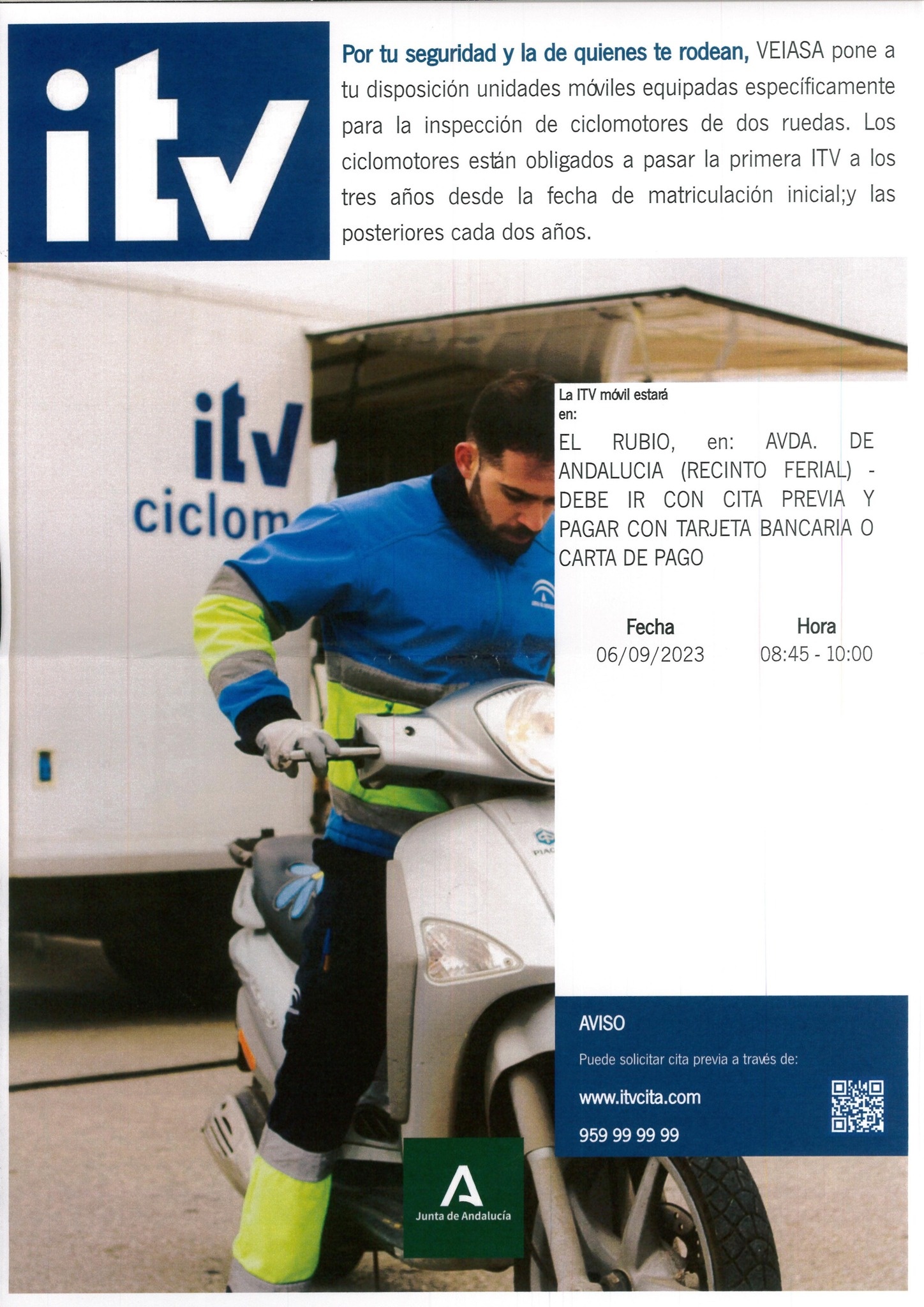 ITV EN EL RUBIO PARA LA INPECCIÓN DE CICLOMOTORES DE DOS RUEDAS