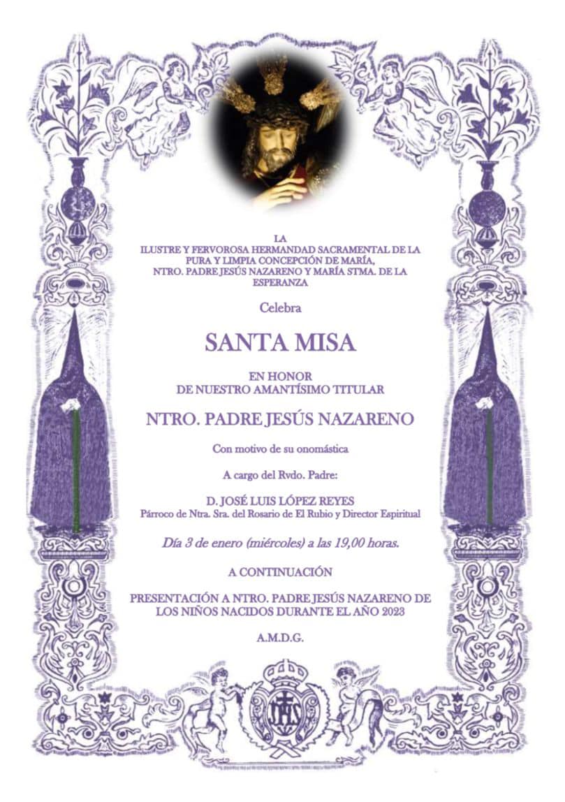 MISA EN HONOR A NTRO. PADRE JESÚS NAZARENO