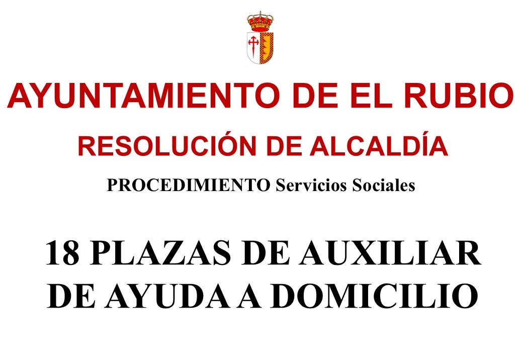 18 PLAZAS DE AUXILIAR DE AYUDA A DOMICILIO