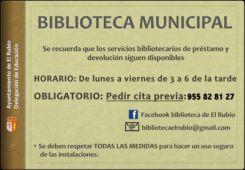 18.-Nuevos Horarios en la BIBLIOTECA MUNICIPAL de El Rubio