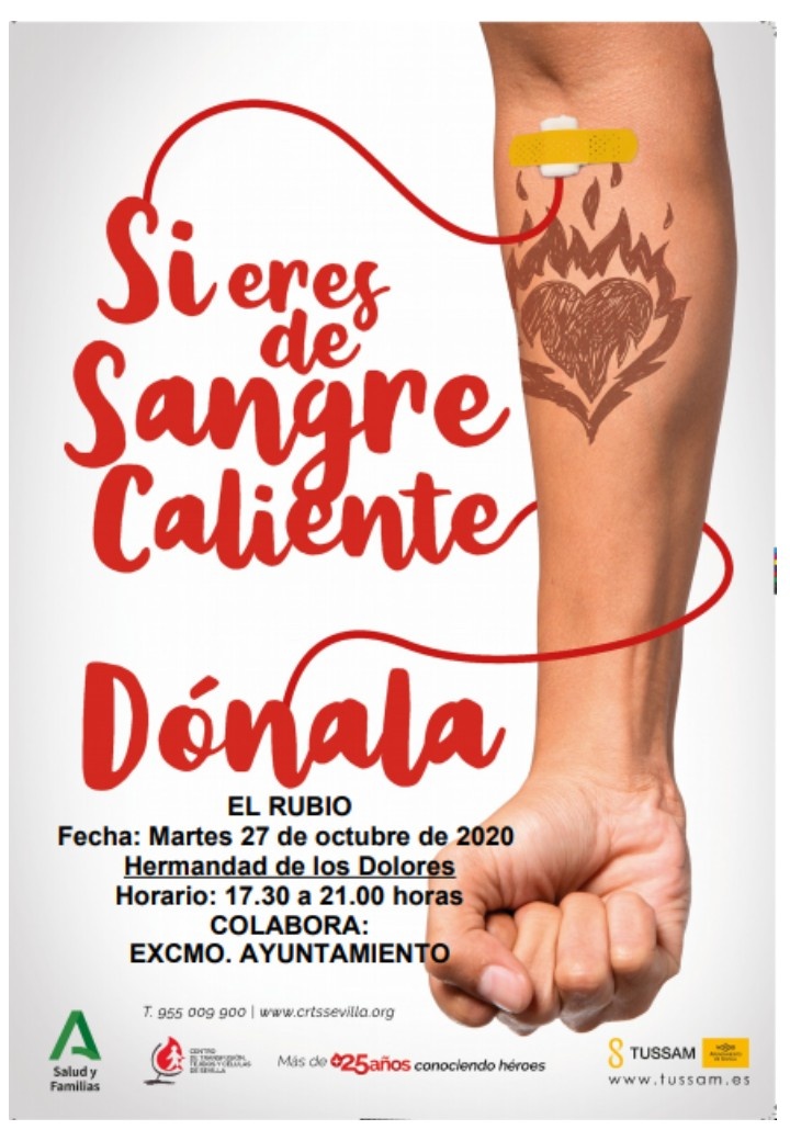 DONACIÓN DE SANGRE EN EL RUBIO EL 27 OCTUBRE 2020