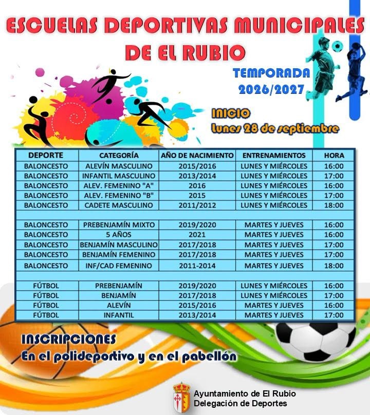 ABIERTAS LAS INSCRIPCIONES PARA LAS ESCUELAS DEPORTIVAS MUNICIPALES