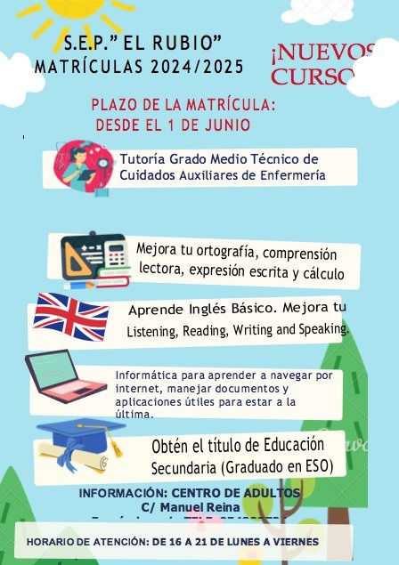 ABIERTAS LAS MATRÍCULAS EN EL S.E.P. EL RUBIO