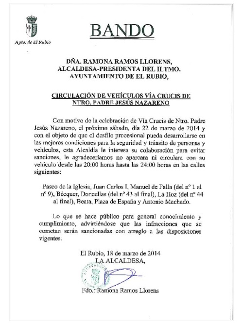 BANDO VIA CRUCIS 2014.