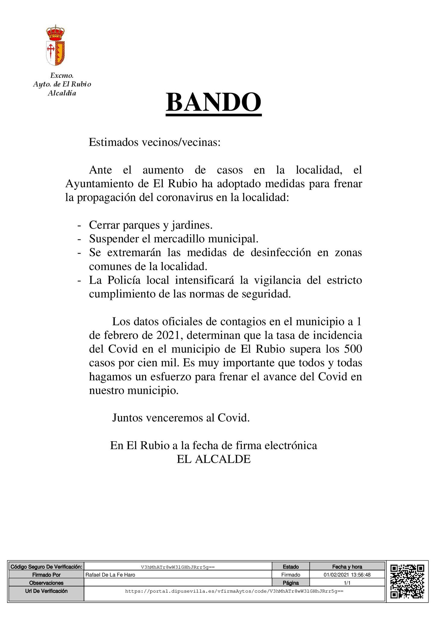 Bando de medidas para frenar la propagacio¿n del coronavirus