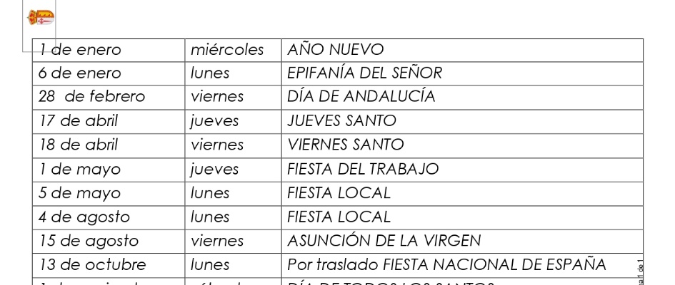 CALENDARIO DE FIESTAS LABORALES 2025
