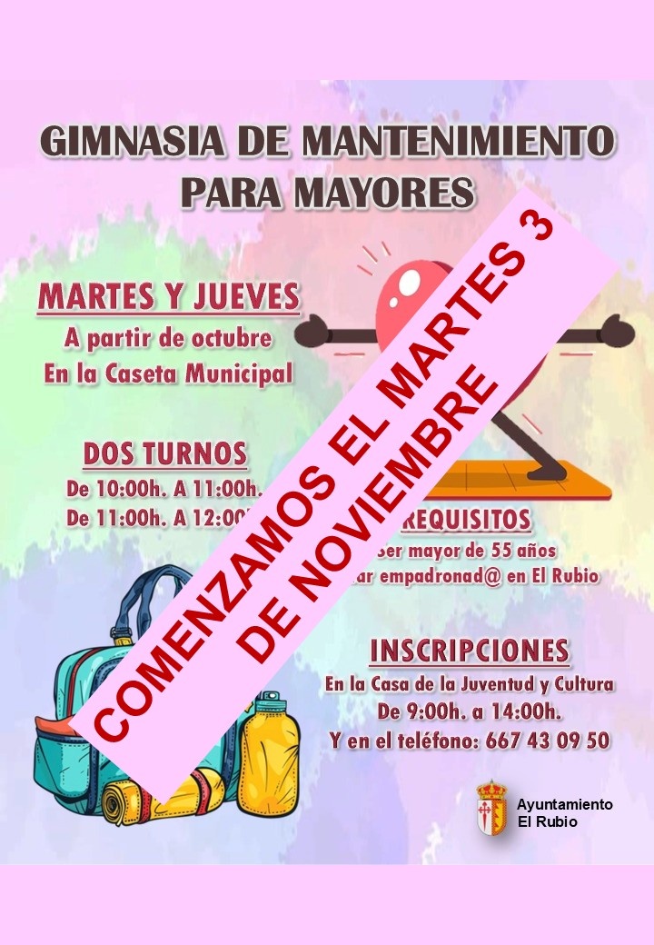 COMENZAMOS EL MARTES 3 DE NOVIEMBRE