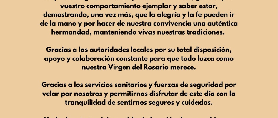 COMUNICADO DE LA HDAD. DE ROMEROS