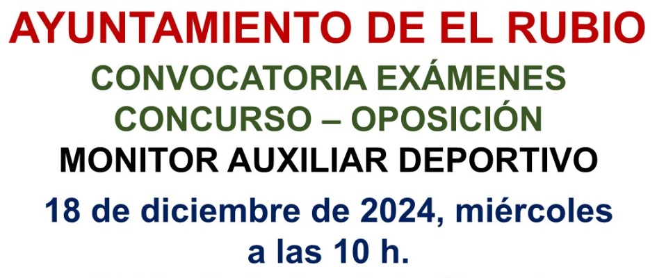 CONVOCATORIA EXÁMENES MONIT. AUX. DEPORT.