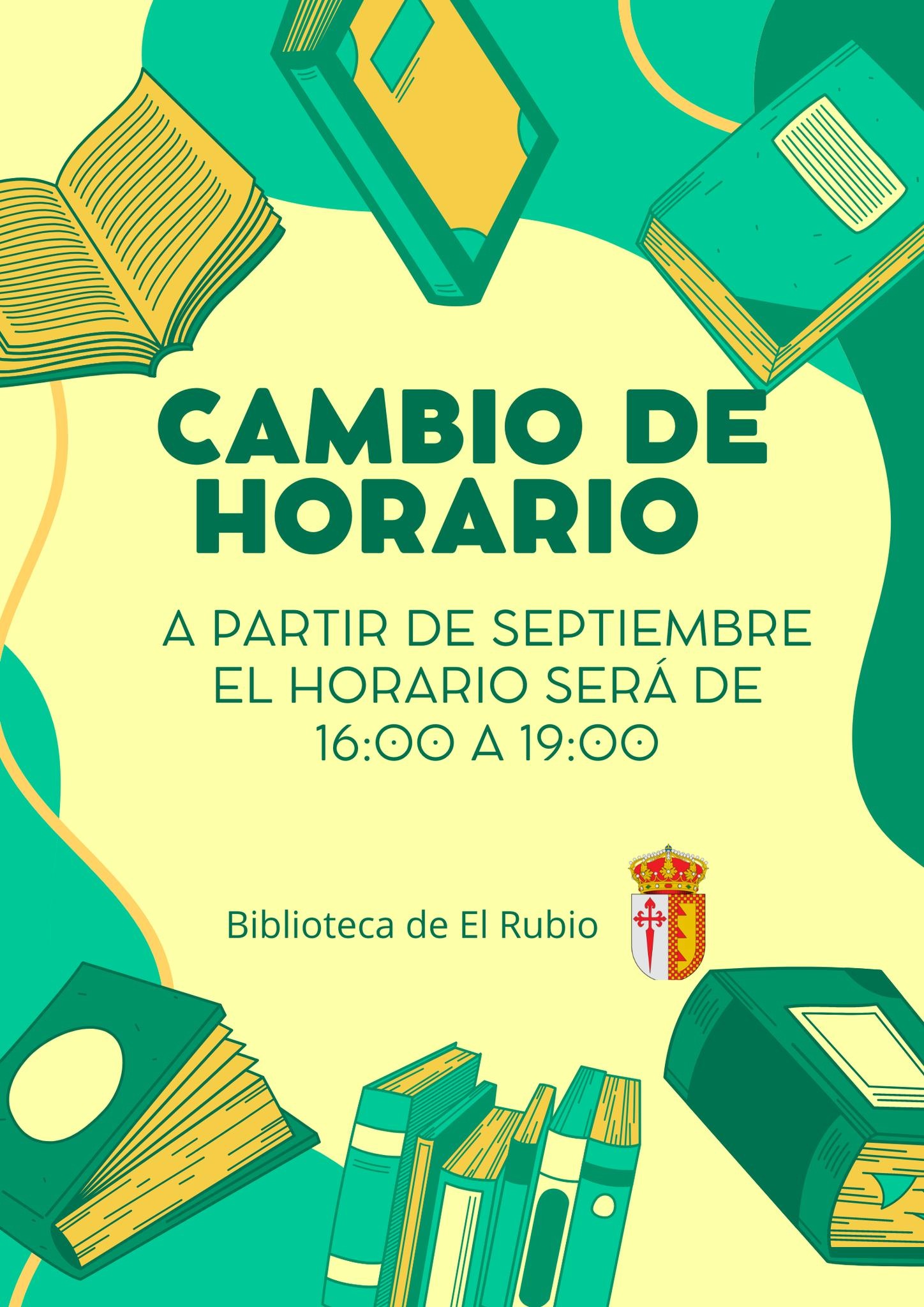 HORARIO BIBLIOTECA MUNICIPAL A PARTIR DEL MES DE SEPTIEMBRE