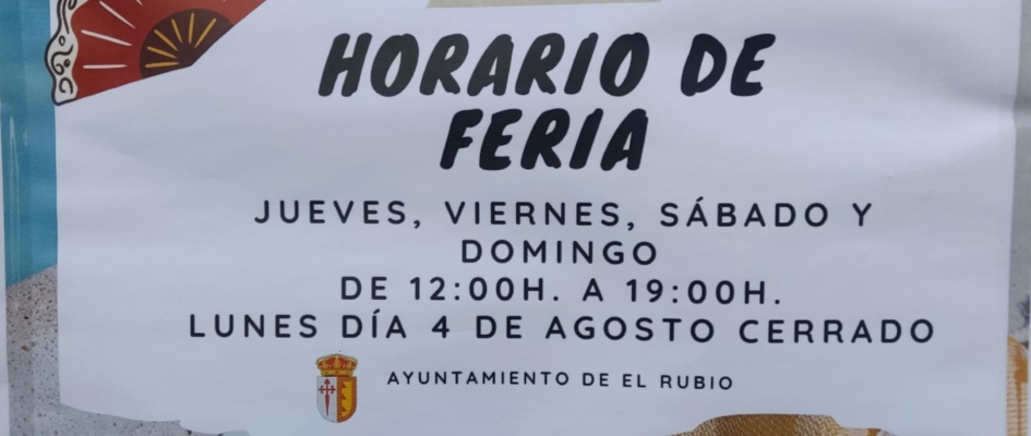 HORARIO DE FERIA DE LA PISCINA MUNICIPAL