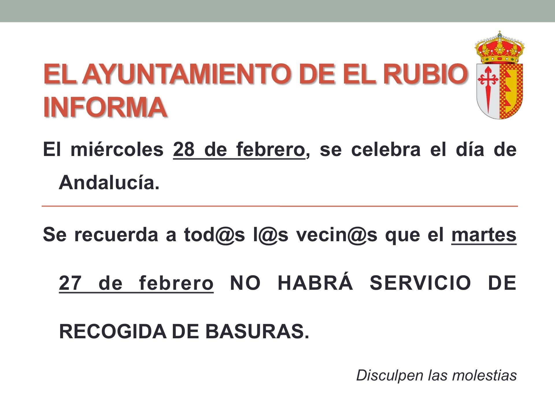 RECOGIDA DE BASURA DEL DÍA DE ANDALUCÍA